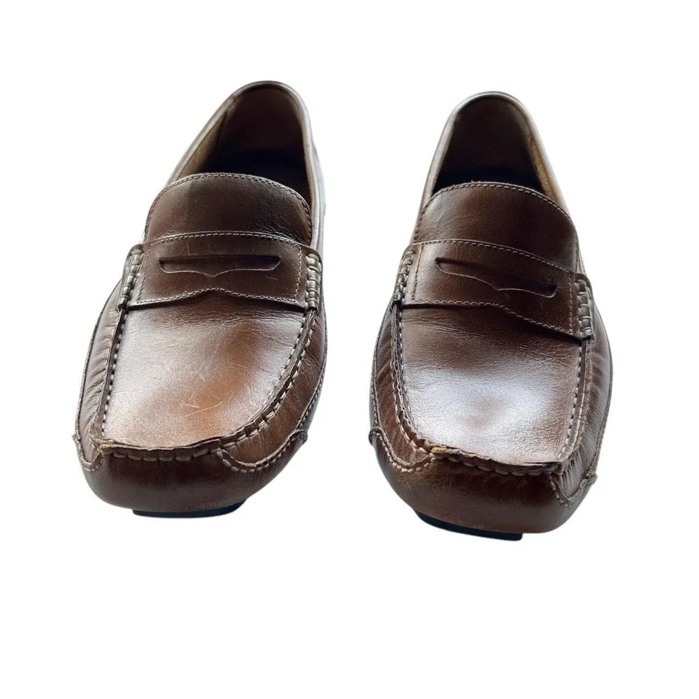 Men's Size 9 Brown Leather Slip On Shoes Loafers Rockport